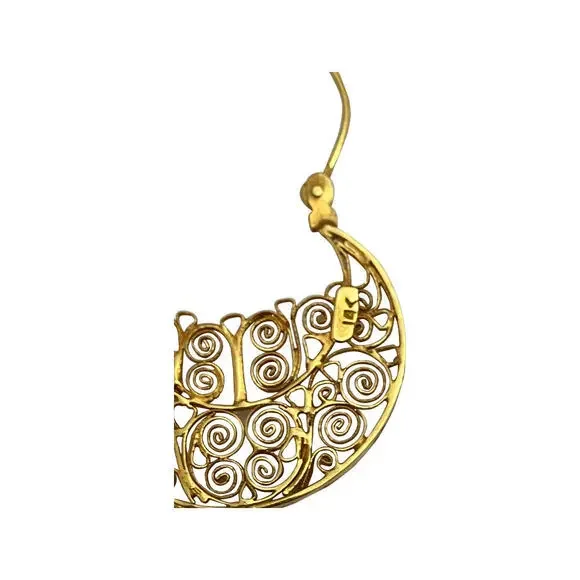 14 KT Gold Mexican Filigree Hoop Earrings